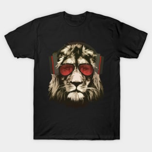 Cool Lion Sunglasses Lion Headphones Lion Vector Graphics T-Shirt